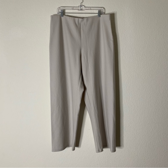 Eileen fisher Womens chalk gray 100% wool high waist straight leg pants XL NWT - Picture 2 of 10